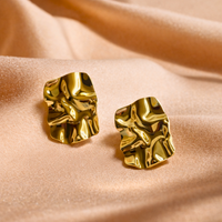 Textured Gold Abstract Statement Stud Earrings