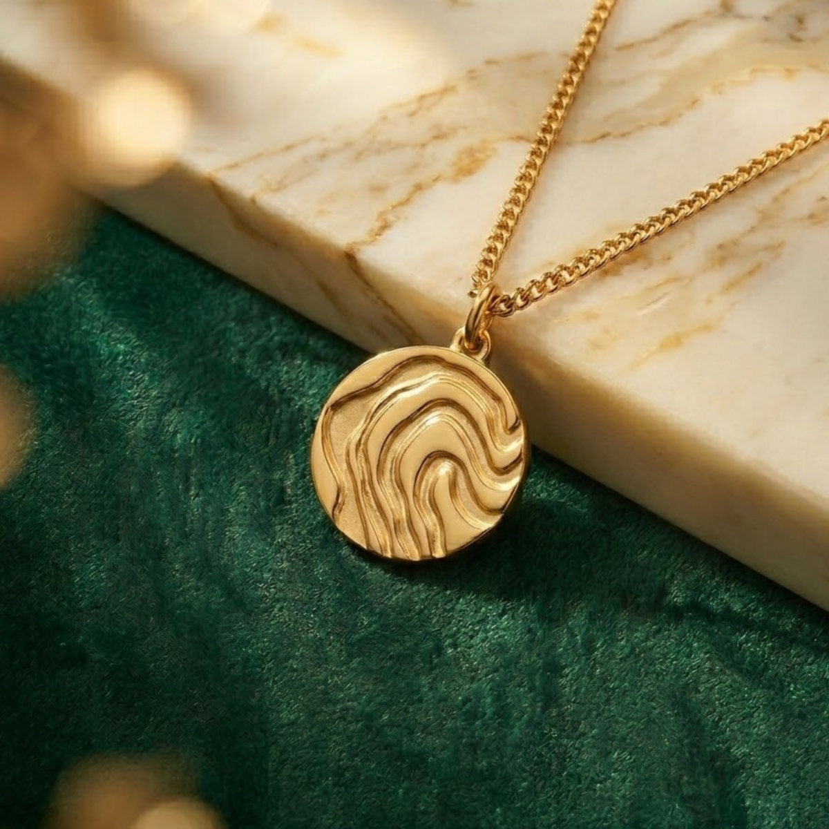 Textured Gold Coin Pendant Necklace