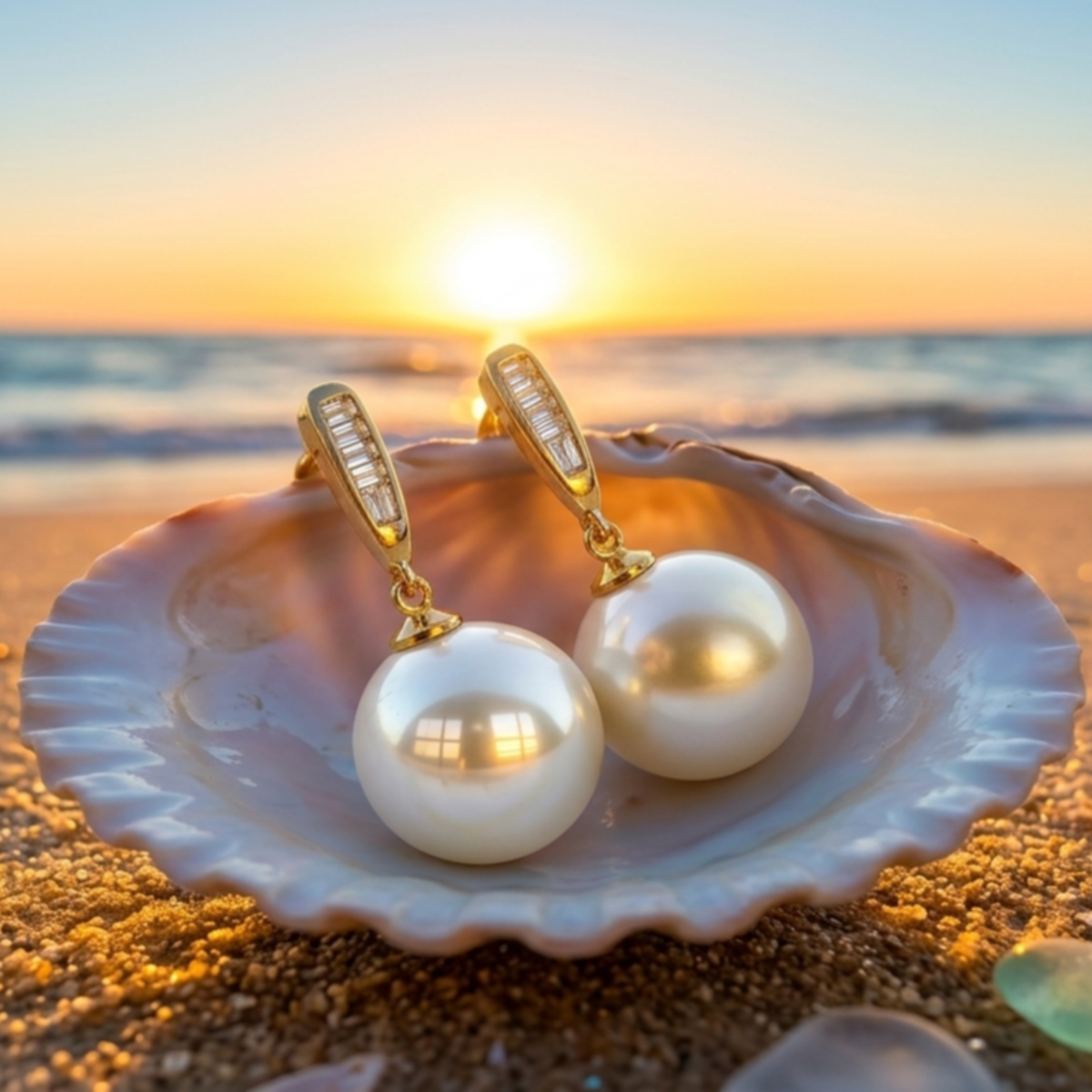 Aurora Crystal Bar Satin Pearl Drop Earrings