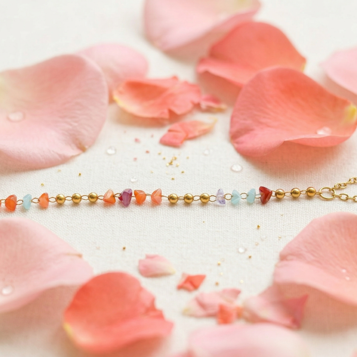 Aurora Multicolor Crystal Gold Hand Harness Bracelet