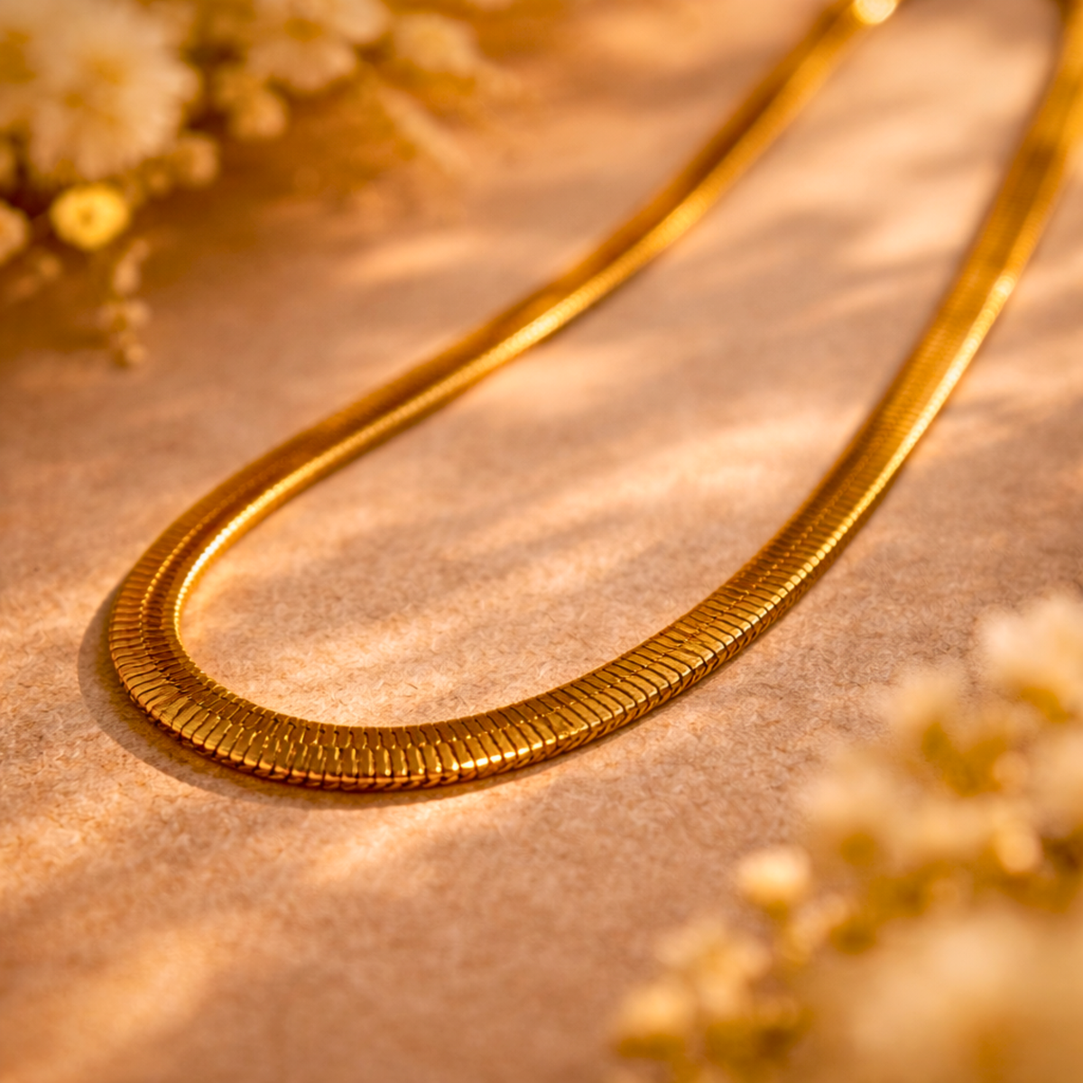 Gold Herringbone Snake Chain Pandent Nacklace
