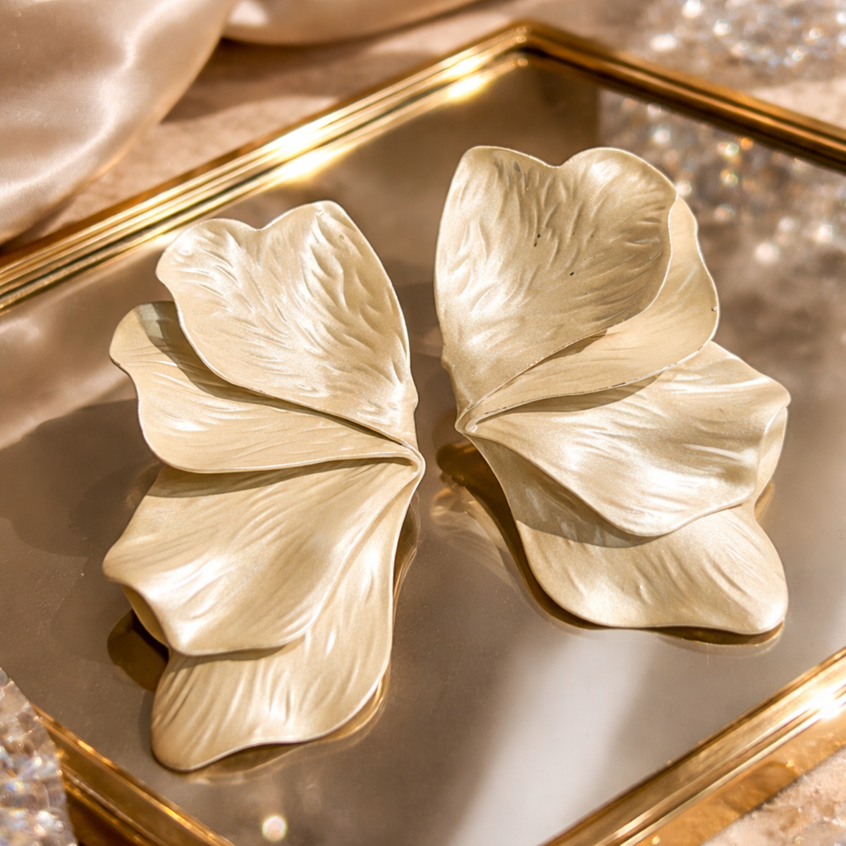 Pearl Petal Statement Flower Earrings