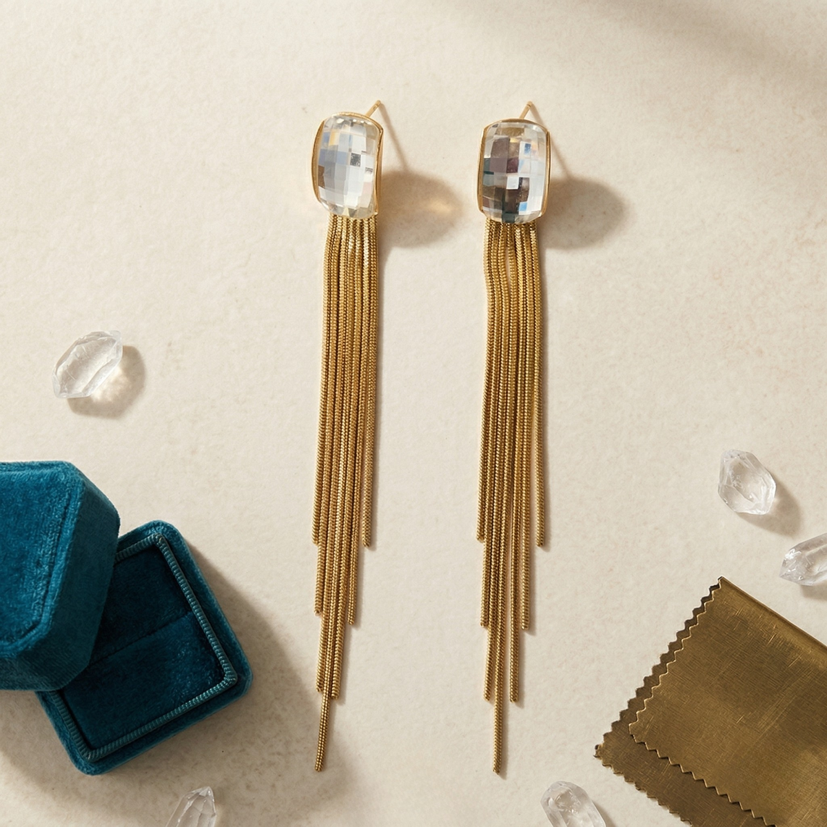 Gold Multi-Layer Crystal Hoop Earrings