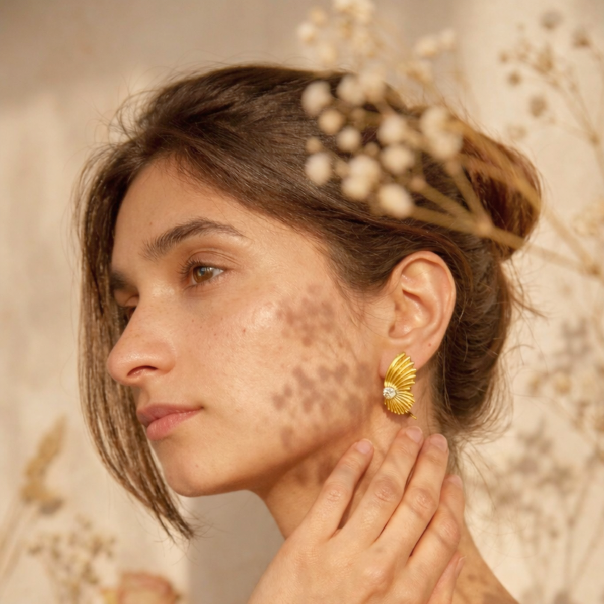 Gold Butterfly Crystal Stud Earrings