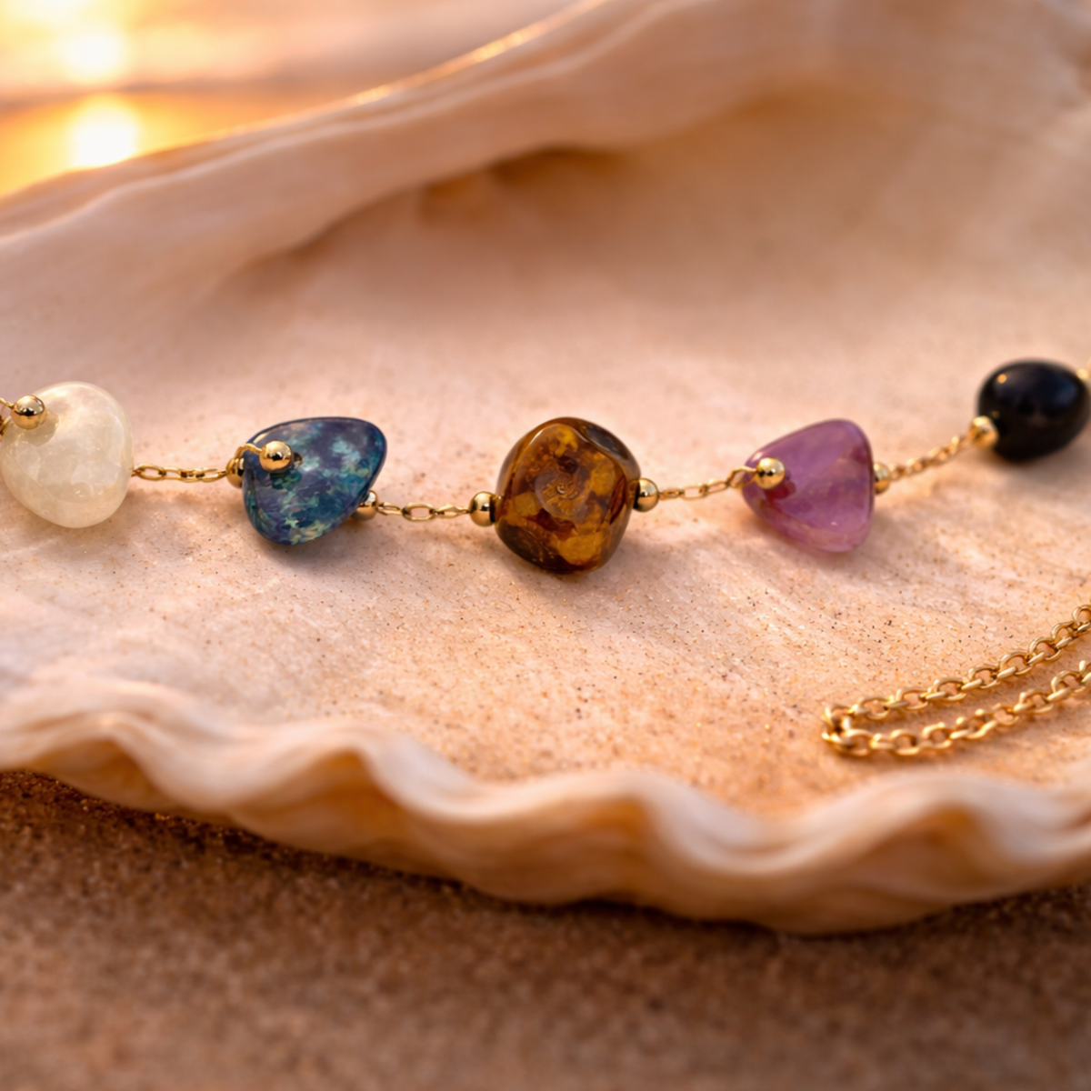 Bohemian Gemstone Hand Chain Bracelet