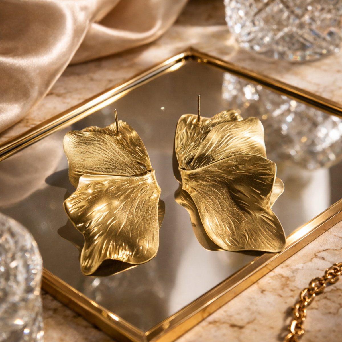 Pearl Petal Statement Flower Earrings