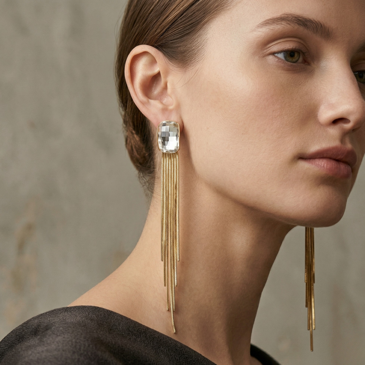 Gold Multi-Layer Crystal Hoop Earrings