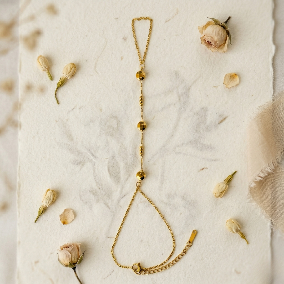 Orb Accent Gold Hand Harness Bracelet