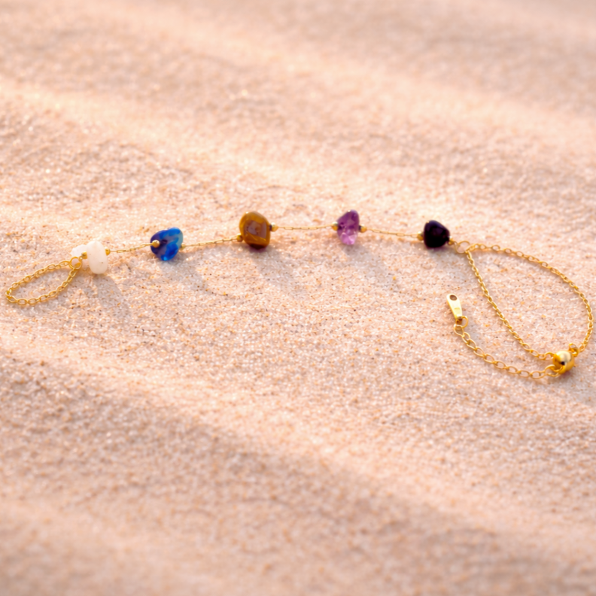 Bohemian Gemstone Hand Chain Bracelet