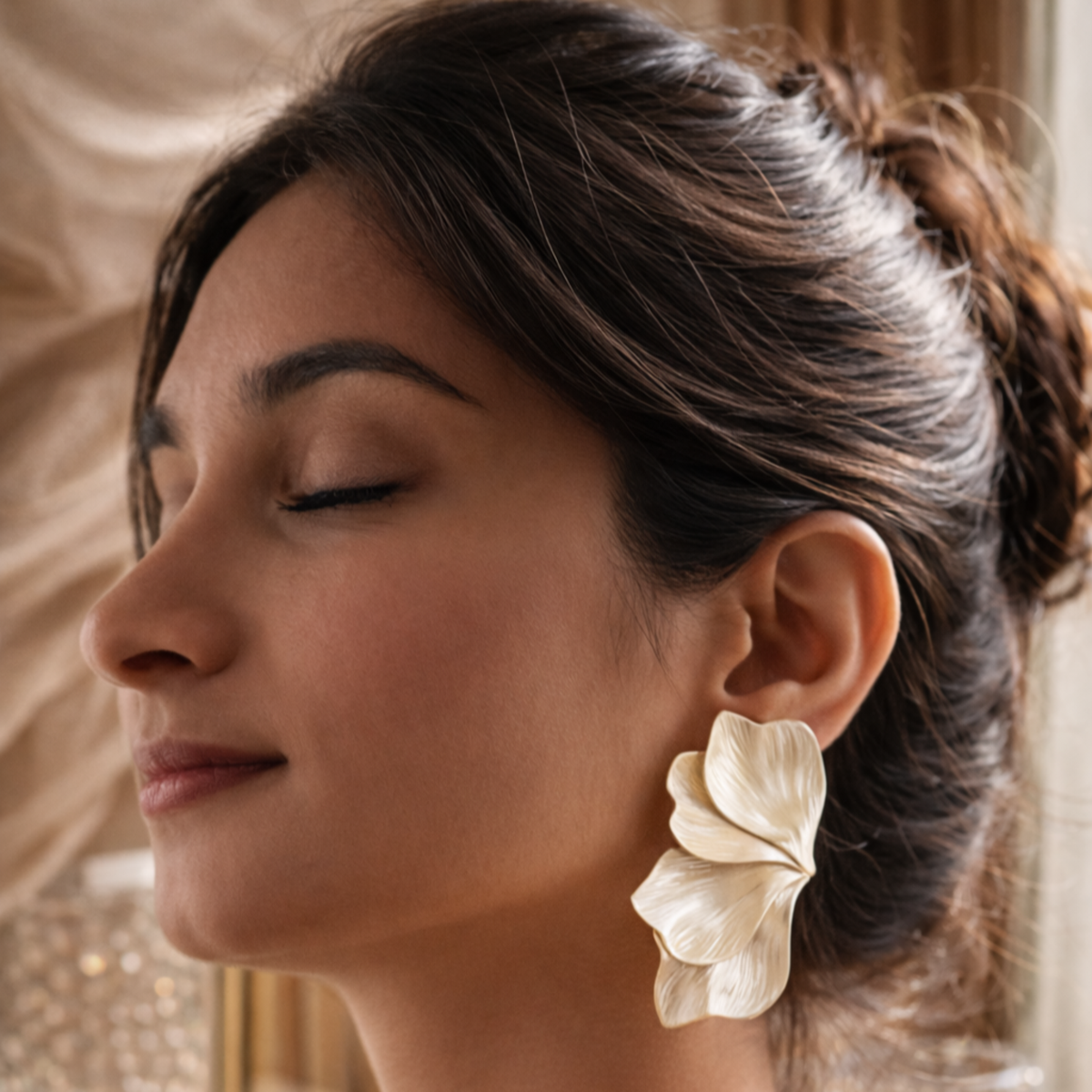 Pearl Petal Statement Flower Earrings