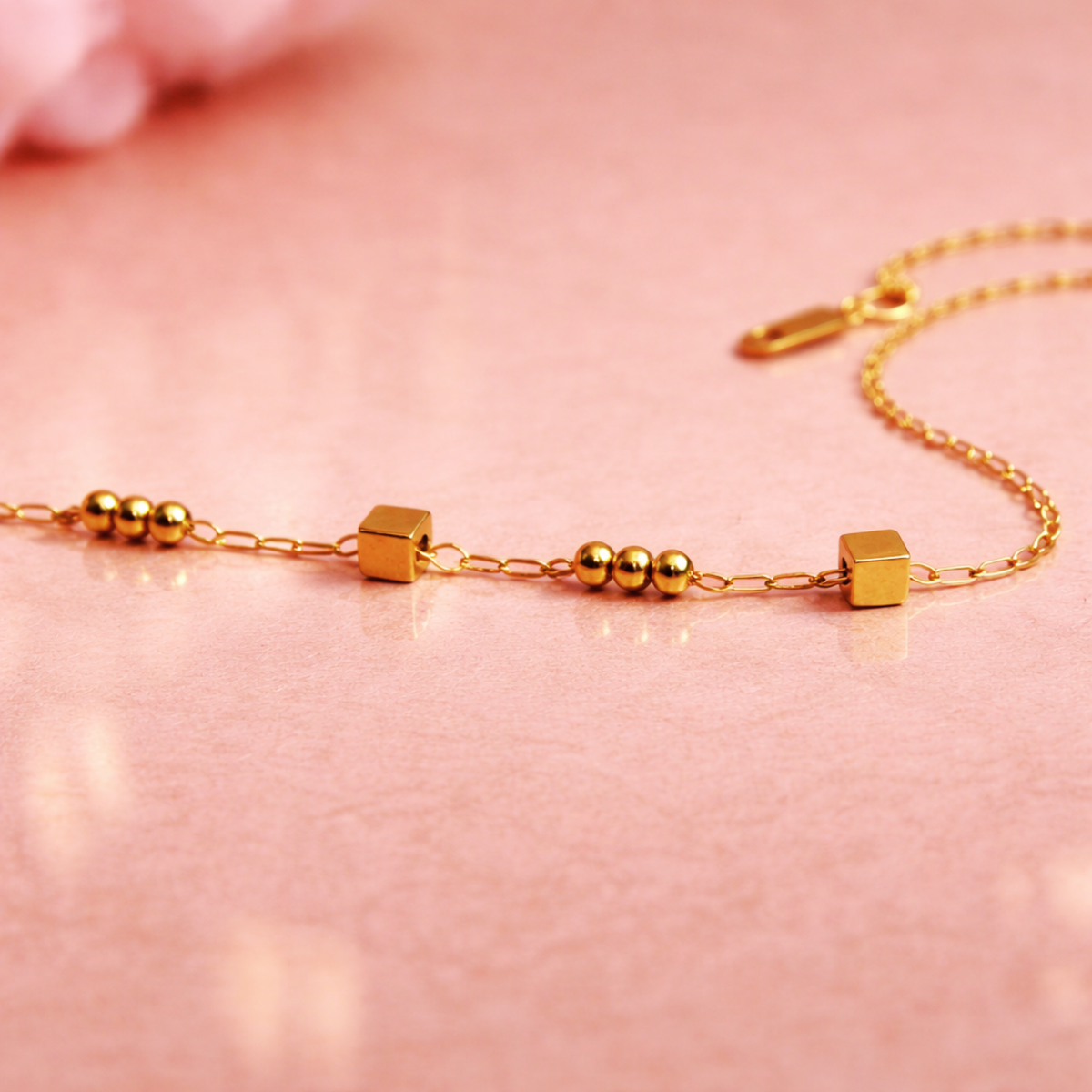 Geometric Bead Gold Hand Harness Bracelet for Women