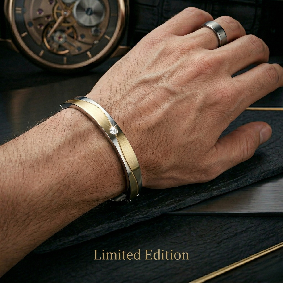 Men’s Matte Gold Wave CZ Kada