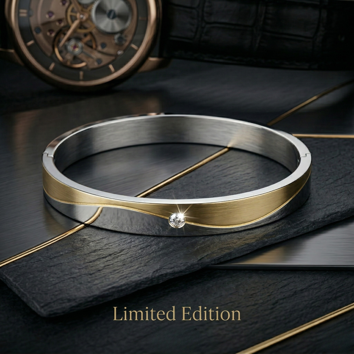Men’s Matte Gold Wave CZ Kada