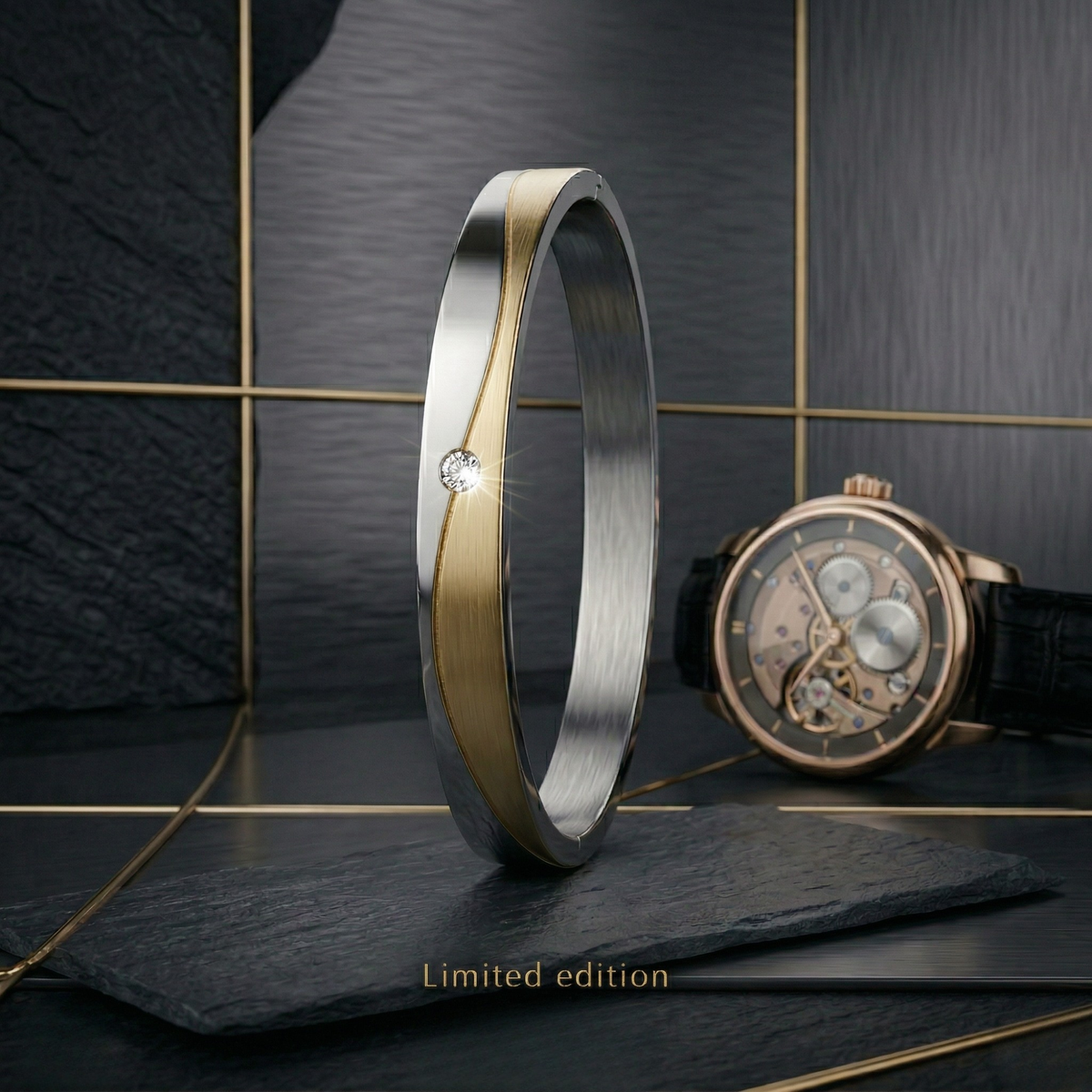 Men’s Matte Gold Wave CZ Kada