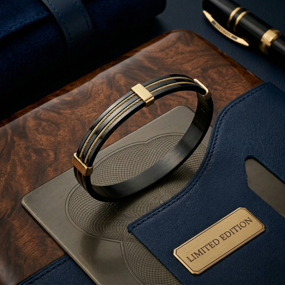 Dual Stripe Luxury Gold Kada