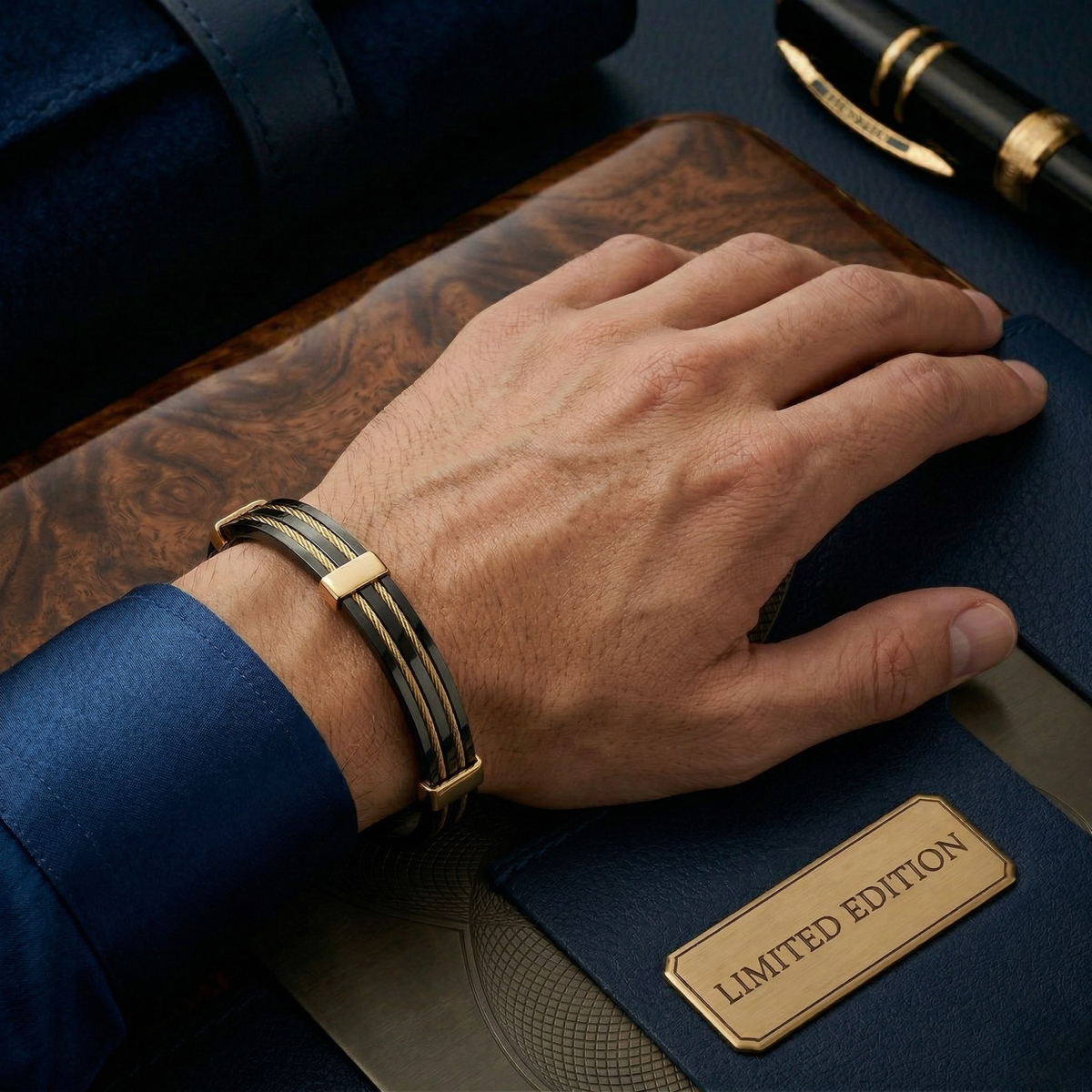 Dual Stripe Luxury Gold Kada