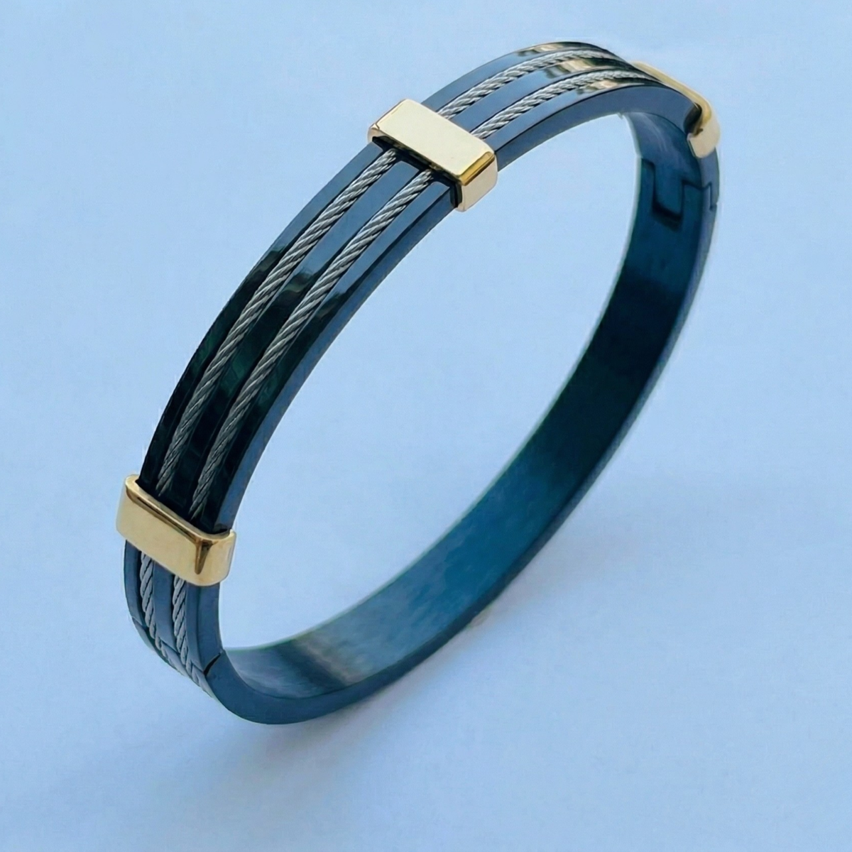 Elite Line Black Monarch and Silver, Gold Clasp for Men Kada