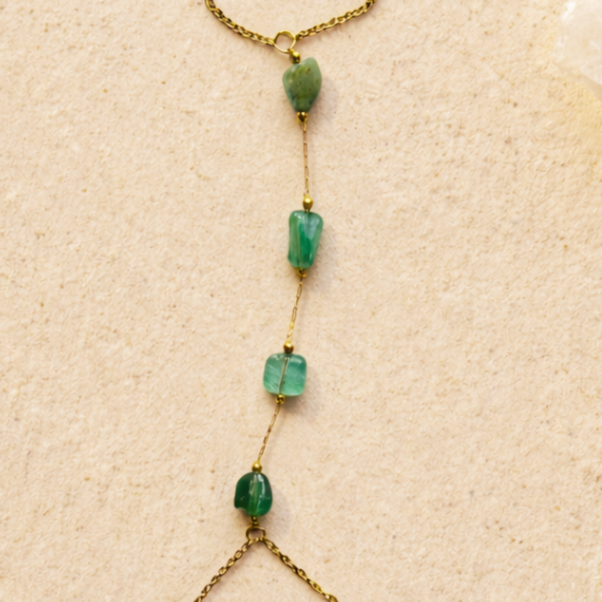 Olive Green Gemstone Hand Harness Bracelet