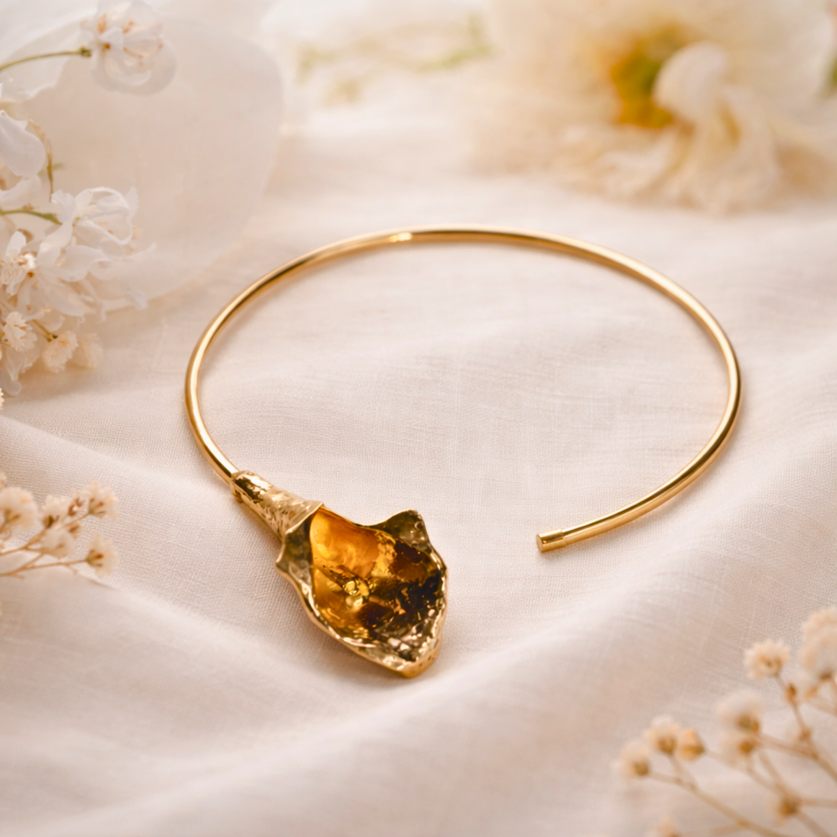 Modern Gold Molten Petal Collar Necklace