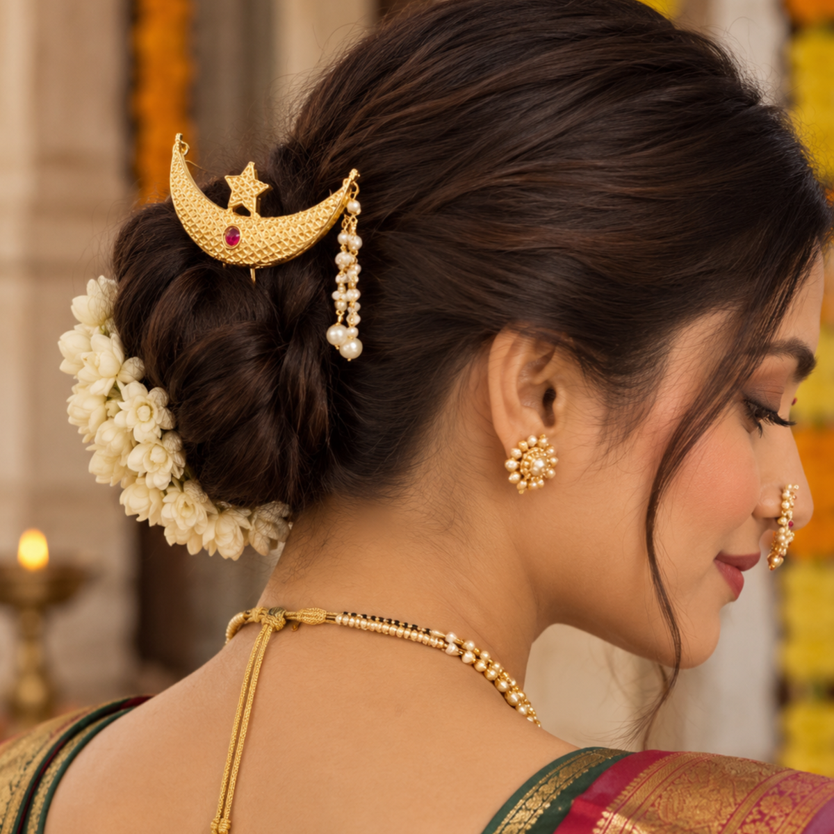 Chandrakor Juda Hair Pin with Pearl Latkan