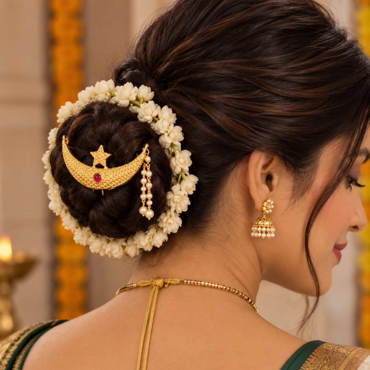 Chandrakor Juda Hair Pin with Pearl Latkan