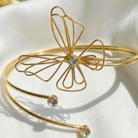 Golden Butterfly Crystal Open Arm Cuff