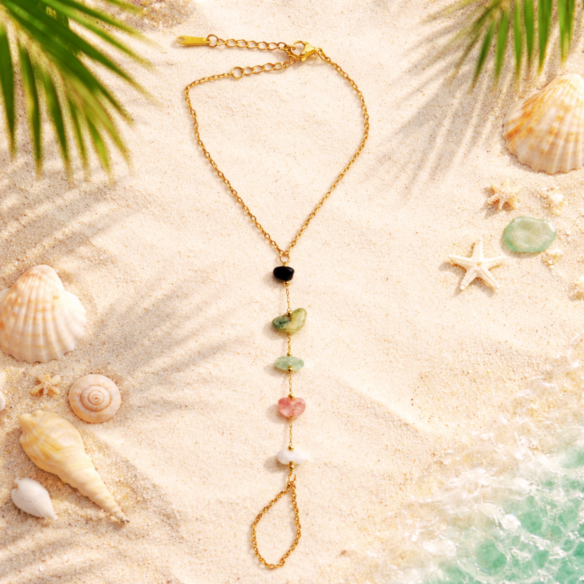 Pastel Gemstone Cascade Hand Harness Bracelet