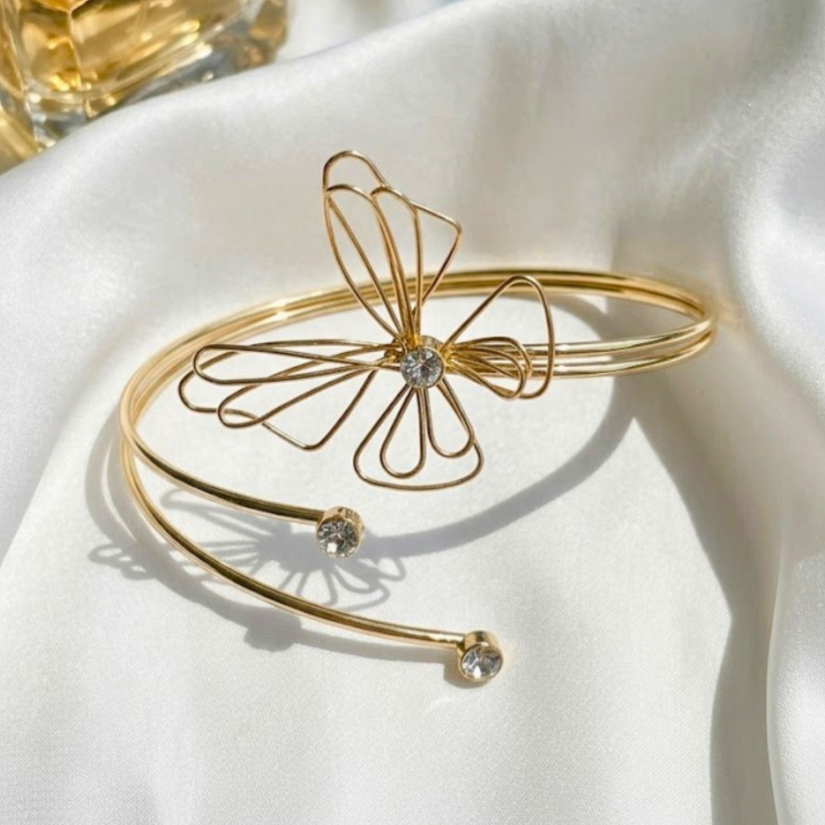 Golden Butterfly Crystal Open Arm Cuff