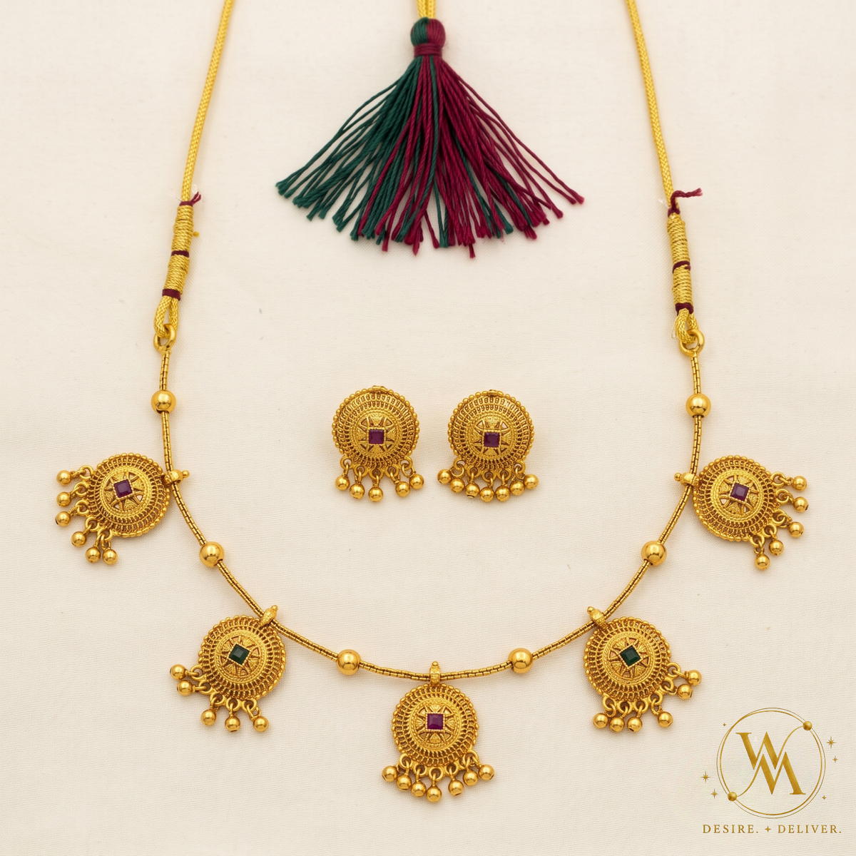 South Indian Temple Necklace and Earrings Set