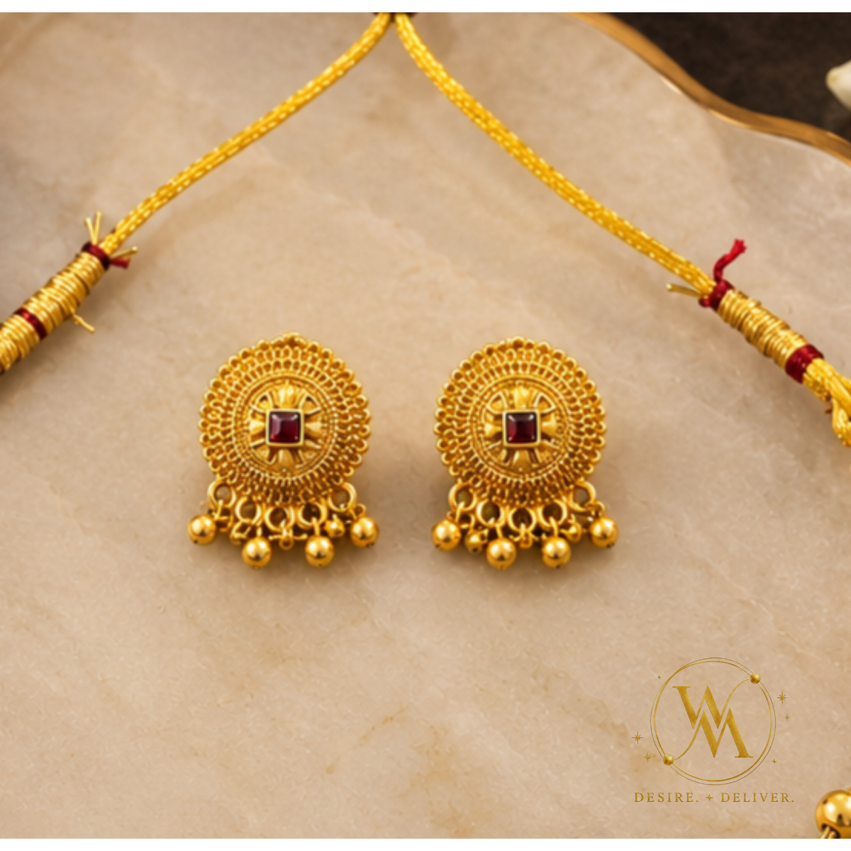 South Indian Temple Necklace and Earrings Set